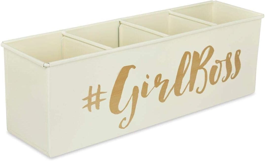 ELAN Multipurpose Desk Organizer with 4 compartments. - Girl Boss Ivory
