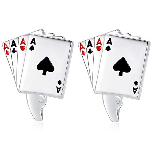 HONEY BEAR Mancuernas de poker para hombres en acero miniatura 2