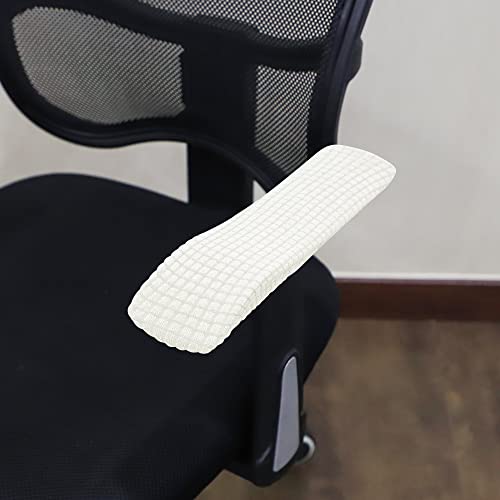 Image of FORCHEER Office Chair Armrest Covers 10-13 inch Long Stretchable Water Resistant Jacquard Desk Chair Arm Rest Covers for Computer Chair Arm Removable Washable 2 Pieces-Cream