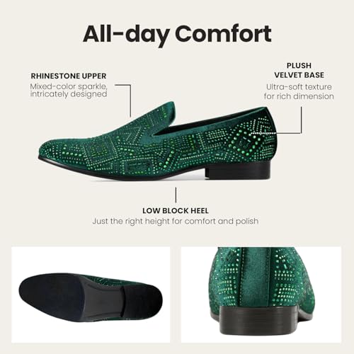 Image of Amali Men's Embellished Velvet Tuxedo Loafers, Smoking Slippers