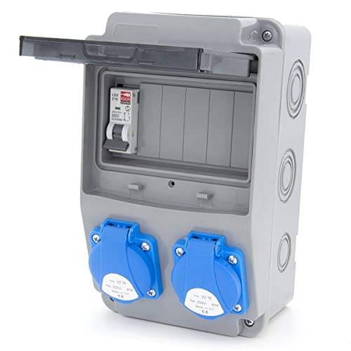 ELS Elektrotechnika Distributore di corrente da costruzione 6NO 2 x 230 V + LS e FI cablato (2 x 230 V + 1 x LS C16)