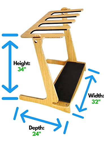 Grassracks Bamboo Freestanding Vertical Surfboard Rack - 4 Surfboards Wakeboards Snowboards - 4 Guitar Stand (4 Boards Or Guitars, Bamboo) #TOP1