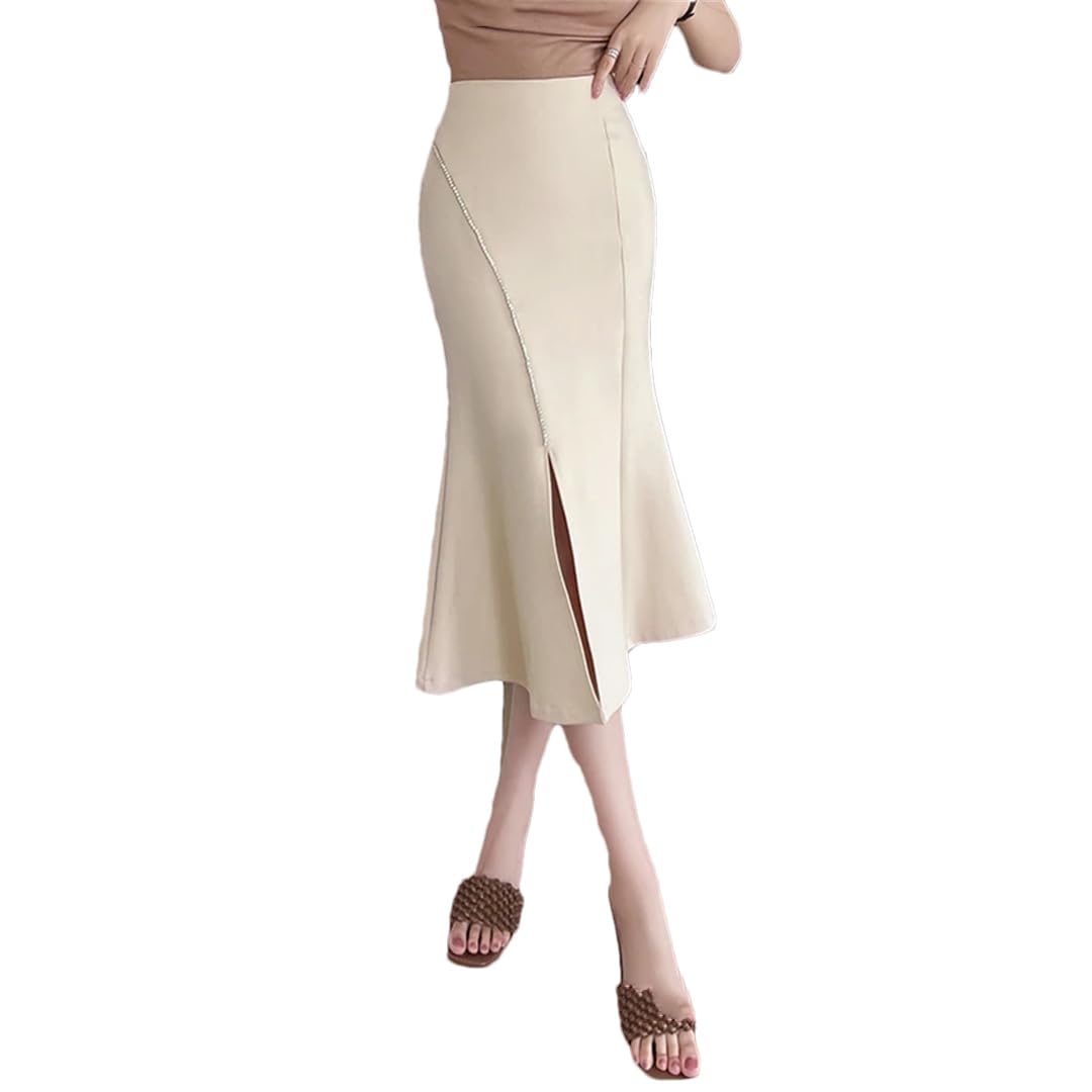 Bodycon Gonne a Vita Alta Sirena Donne Pacchetto Perline Hip Midi Gonne Lunghe Femminile