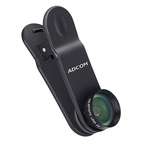 Image of Adcom Telephoto 2X Mobile Phone Camera Lens - Compatible with All iPhone & Android Smartphones (Black)