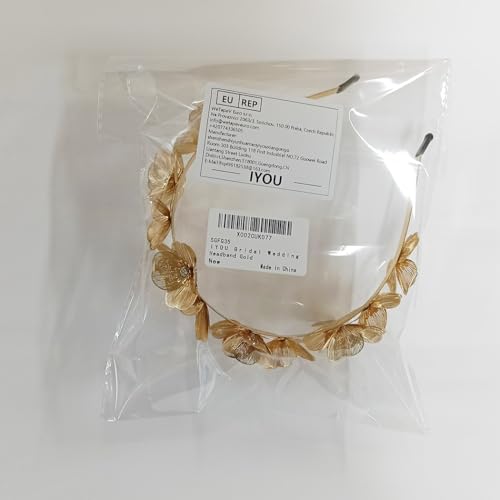IYOU Bridal Wedding Headband Gold Flower Headpiece Floral Bride Guest Hair Accessories for Women, Blue - Image 2