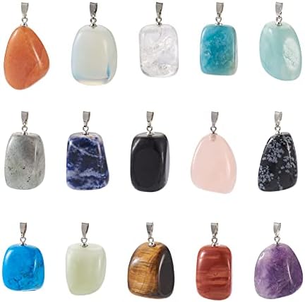 PandaHall Natural Gemstone Charms Pendant Healing Chakra Beads for Bracelet Necklace Jewelry Making