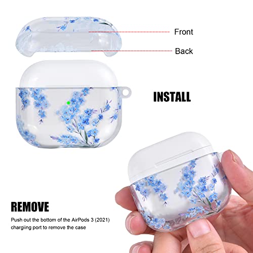Airpods 3 Case Cover, Qingqing Compatible With Protective Clear Floral Case Cover With Keychain Airpods 3Rd Generation Charging Case (2021 Released), Shockproof And Skin-Friendly, Front Led Visible #TOP4