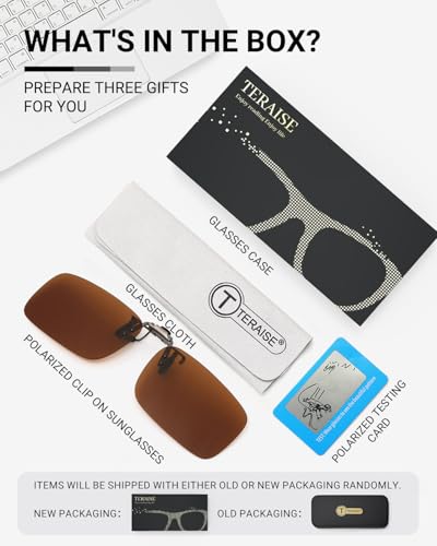Image of TERAISE Polarized Clip on Sunglasses Over Prescription Glasses Anti-Glare UV400 for Men Women Driving Travelling Outdoor