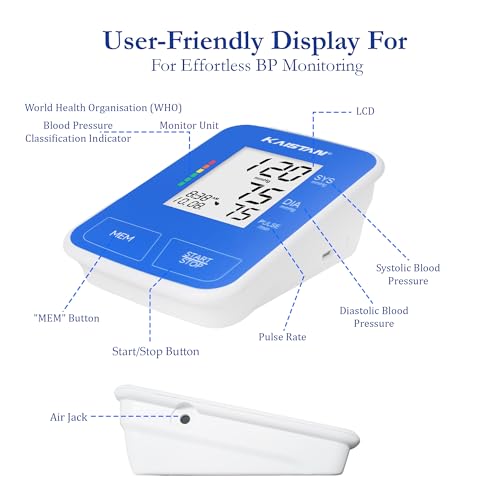 Image of KAISTAN DBP 1231 Blood Pressure Monitor | Fully Automatic Machine for BP Monitoring & Heart Pulse Rate | Digital BP Testing Meter for Home | Dual Power Device USB cable type-C or AAA battery | 120 Reading Memory for 2 users | 2 Years warranty | Fully Automatic, BP Monitoring & Heart Pulse Rate, Digital BP Check Meter for Home, Dual Power USB Type-C or AAA Battery
