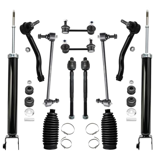 Image of Detroit Axle - 14pc Front Suspension Kit for 2009-2014 Nissan Maxima, Struts w /Coil Spring Tie Rods Boots Rear Shock Absorbers Front Rear Sway Bars 2010 2011 2012 2013 Replacement