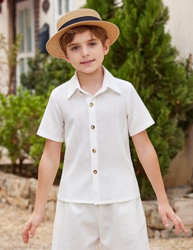 Arshiner Boys Casual Short Sleeve Button Down Shirt Collared Beach Shirt Size 3-12 Years Old - Image 3