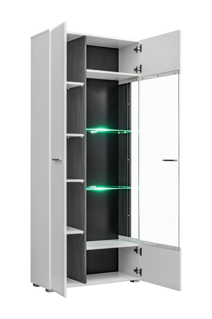 Generisch Wohnwand SOLIDO Twin Wohnzimmerset TV Wand Weiß Hochglanz Anbauwand Wohnzimmer Fernsehwand