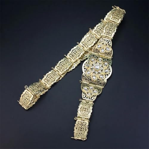 Wvapzxx Moroccan Caftan Belt Arabic Women Dress Waist Chain Gold Color Crystal Metal Waistband Algeria Bride Wedding Jewelry3