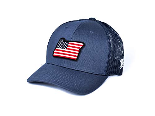 Branded Bills Oregon PVC Patriot Patch Hat Curved Trucker - One Size Fits All (Navy/Navy)