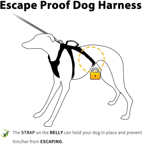Image of Escape Proof Dog Harness, Escape Artist Harness, Reflective Harness with Padded Handle, Breathable, Durable, Adjustable Vest for Medium Dogs Walking, Training, and Running Gear (Black,XL)