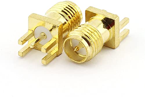 Image of RP SMA Female PCB Panel Edge Mount Plug with 4 Pins Stand Straight Connector RF Coax Coaxial Adapter (50 PCS)