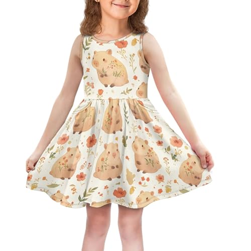 Dress for Girls Casual Midi Sleeveless A Line Summer Dresses Hawaiian Fit and Flare Sundress with Pocket3