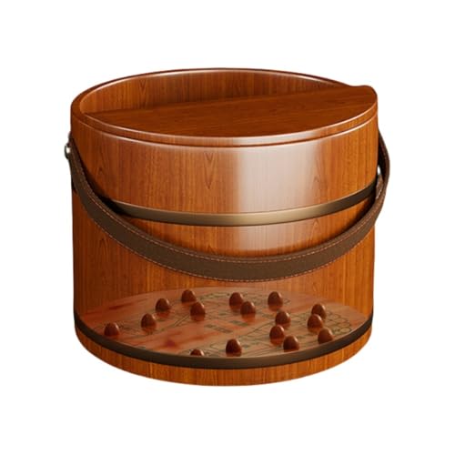 Tina de baño para pies de madera portátil con asa de cuero miniatura 1