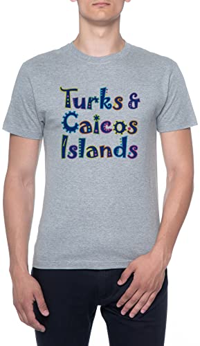 Turks and caicos islands resort and beach gear hombres camiseta de manga corta gris cuello redondo men t-shirt grey round neck