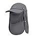 TAGVO Chapeau de Soleil avec Cou Couverture Faciale, UPF 50+ Chapeaux de Pêche Respirants, Pliable Séchage Rapide Camping Randonnée Voyage Casquettes visières pour Hommes Femmes - Taille Universelle