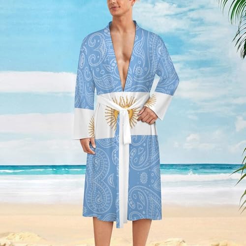 Paisley Argentina Flag Funny Men's Robe Soft Lightweight Bathrobe Long-sleeve Spa Robes2