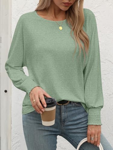 ATHMILE Long Sleeve Tops for Women 2025 Spring Fashion T Shirts for Women Crewneck Casual Loose Shirts Basic Tee2