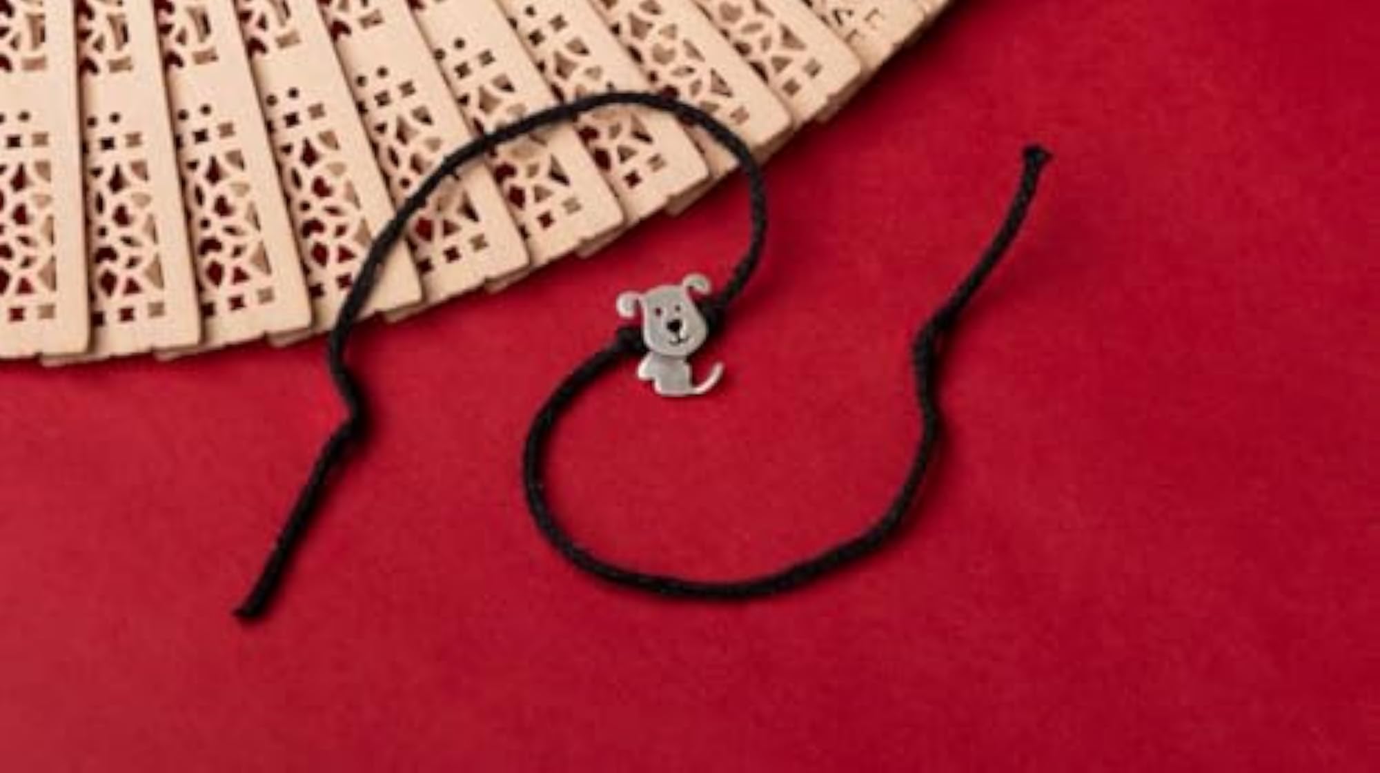 925 Sterling Silver Black Dori Pup Nazarbattu Anklet for Kids