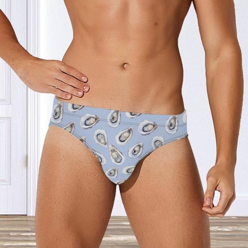 Oysters Pattern Printed Swim Briefs for Men Sexy Bikini Swimwear Elastic Beach Trunks Bathing Suit2
