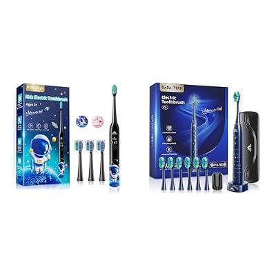 DADA-TECH Kids Electric Toothbrush Astronaut (DT-KE7 Black) + Electric Toothbrush (E2 Blue‌‌)
