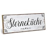 ARTFAVES® Wandbild Holzschild mit Spruch - Sterneküche - Türschild Retro Vintage Deko Bild Geschenk - Küche, witzige Sprüche