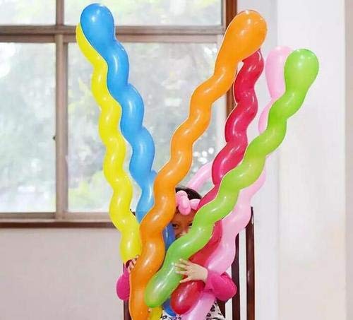 Boopati Latex Spiral Balloon 40 Inches,Mixed Color 100 pcs for Children\'s Birthday Decoration