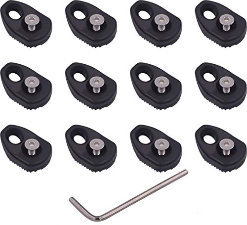 METER STAR 12 Pack of Kayaking Canoeing Rafting Nylon Single Eyelet Tie Down Loop Safety Anchor Deck Fitting with 304 M4 Screw Kit,Give Free Install Tools