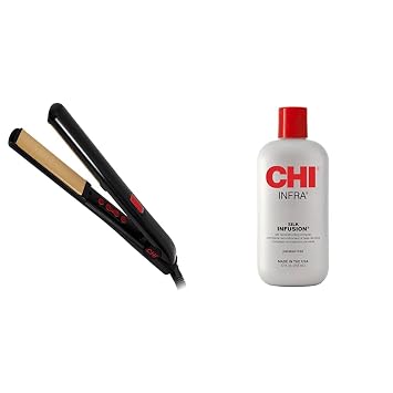 CHI PRO G2 1" Titanium Ceramic Straightener & 12 Oz Silk Infusion Leave-in Hair Treatment