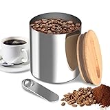 ☕️ BPA-frei -- YUANJ Kaffeedose aus hochwertigem Edelstahl 304 und gummierte Schlaufe in Lebensmittelqualität sowie Buchenholzdeckel, Stark und langlebig, nicht leicht zu verformen. Nordischer Stil -- Modisch und großzügig, nicht nur Kaffeedosen, sondern auch Dekorationen.