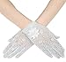 Produktbild ArtiDeco Damen Lace Handschuhe Satin Braut Hochzeit Spitze Handschuhe Opera Fest Party Handschuhe 1920s Handschuhe Damen Kostüm Accessoires (Kurz Blume Grau)