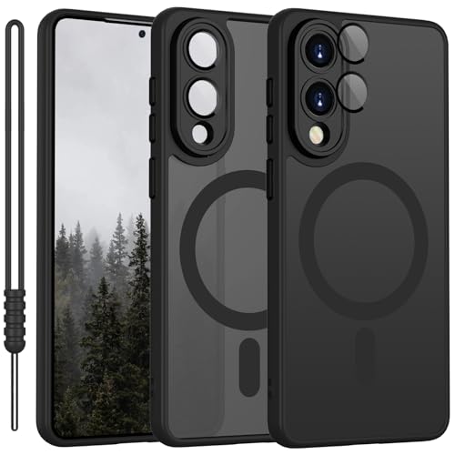 YUANDMI Cover Magnetica per Samsung Galaxy S25 Edge Compatibile con MagSafe, Custodia per Samsung Galaxy S25 Edge Traslucida Opaca Case Ultra-Sottile Silicone Anti-Scivolo Resistente ai Graffi, Nero