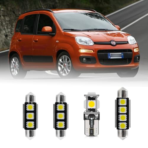 njssjd 6 pezzi di plafoniera a LED bianca, Lampada da bagagliaio, luce targa per F.iat Panda III 2012-2024, super luminosa, 6000K, kit di illuminazione interna e strumento di installazione