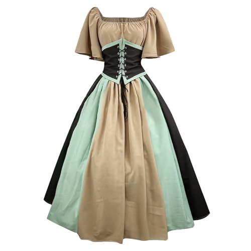 Robe médiévale femme à épaules dénudées et laçage rétro ajustable