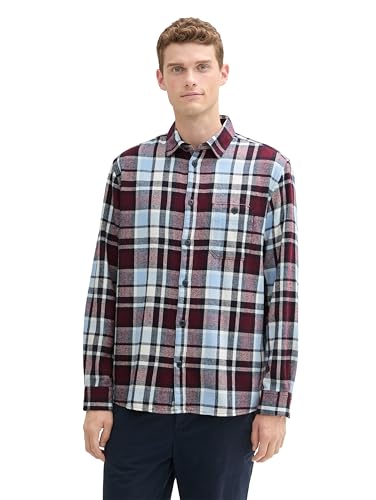 TOM TAILOR Herren Comfort Fit Hemd im Karomuster, 36680 - Purple Twill Check, L – Ansicht 1
