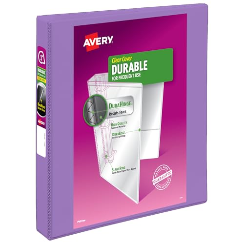 Avery Durable View 3 Ring Binder 1 Inch Slant Rings Lavender Binder (17083)