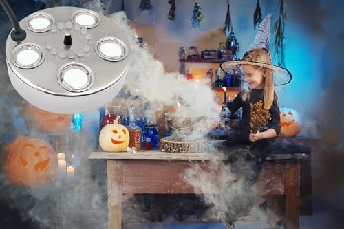 Image of Halloween Party Mist Maker,Ultrasonic Water Pond Fountain Fogger 12 LED Red Yellow and Blue Light Flashes Aluminum Atomizer Air Humidifier for and Rockery Fish Tank Vase Birdbath Deco