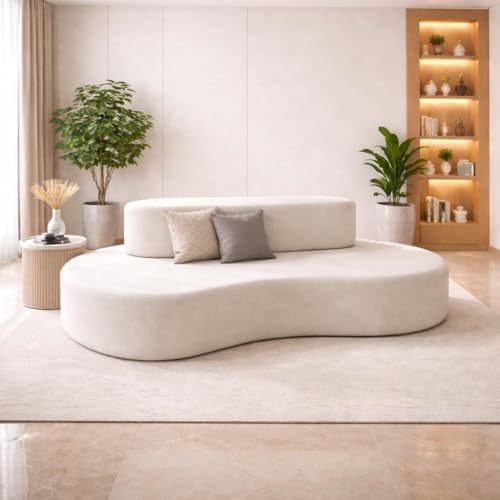 Sofá Curvo 3 lugares Orgânico Loom Bouclê 1,80m Sala Balaqui Cor:...