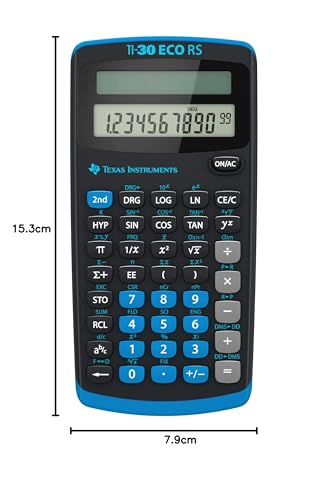 Texas Instruments TI-30 ECO RS Schulrechner, Technisch-Wissenschaftlich (Einzeiliges 10-stelliges Display, Solarbetrieb) Schwarz – Bild 6