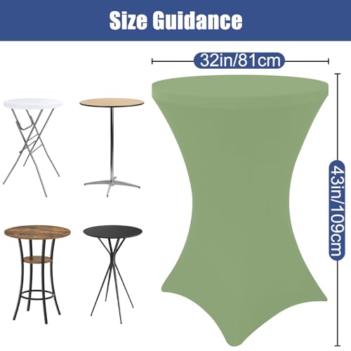 Moosfor Spandex Cocktail Table Covers 4 Pack, Elastic Fitted Stretch Table Cloth, Round High Top Tablecloths for Bar, Party, Pub, Wedding & Banquet (Sage Green, 32x43 Inch) by Moosfor - Used condition - Image 3