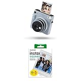 Bildformat: 62mm x 62mm INSTAX Square SQ1 Sofortbildkamera, Glacier Blue & Square Film, 5\'er Pack (5x10 Aufnahmen)