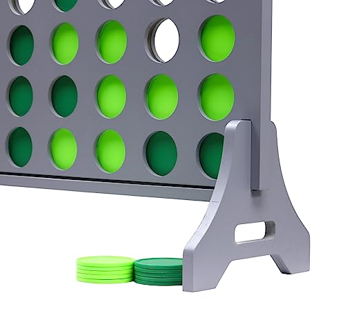 Image of Giant 4 in a Row Game for Family & Adults - Tailgating Pros Jumbo Grey Wooden Four in a Row Indoor & Outdoor Yard Game for Family Party Fun, Portable Activities for Patio, Backyard, and Camping