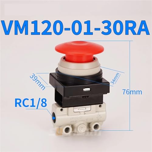 Interruptor de botón neumático VM120-01-30RA que optimiza el control de aire en tres vías 3
