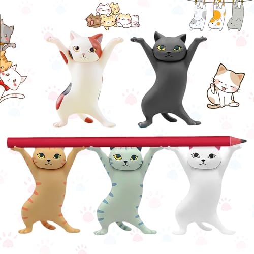 Lankai Lot De 5 Pots à Crayons En Forme, Décorations Figurines De Chat, Fantaisistes Porte-Stylo Chat Dansants, Pour Décoration De Bureau Pour Les Amoureux...