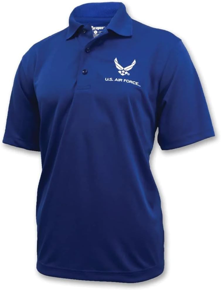 Armed Forces Gear Men's US Air Force Embroidered Performance Polo (Royal)