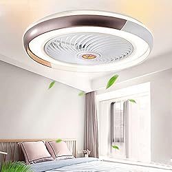 Lampara Ventilador Invisible Ventilador De Techo 60W LED Lámpara Luz Creative Regulable Invisible De Bajo Ruido Adecuado Para Sala De Estar Dormitorio Habitación Infantil,Negro